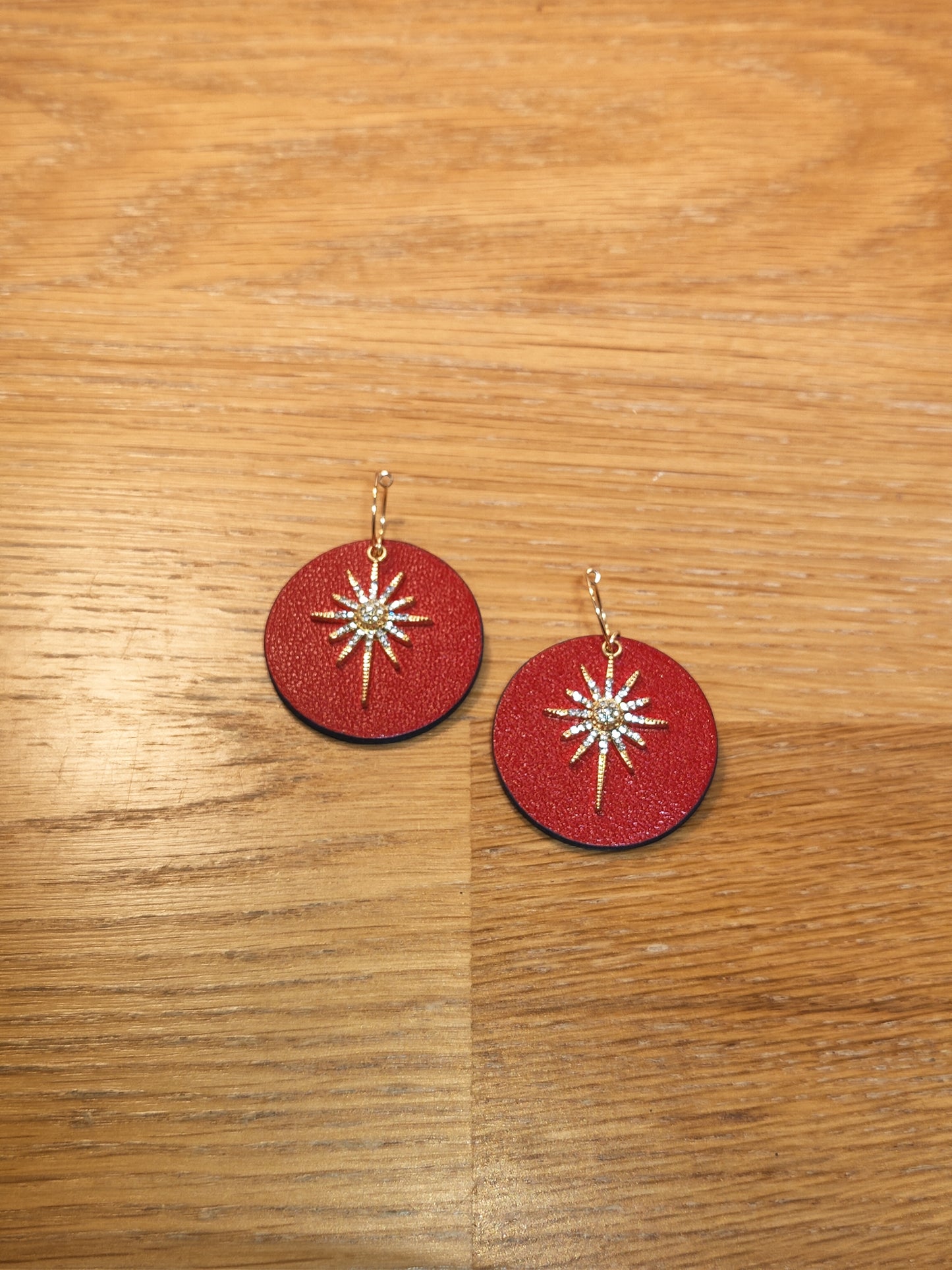 Leather earrings - The Star - medium